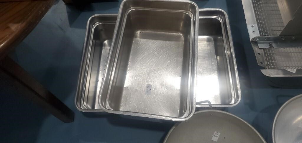 3 Stainless Hot well drop pans 9 inches D x 22 L