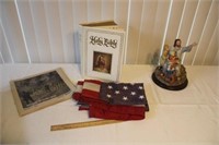 Figurine, Flag, Bible, & Newspaper