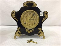 Ansonia Ornate Iron Keywind Clock w/ Key