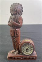 Wood Carved Native American Souvenir Thermometer