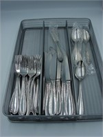Silverware Stainless Flatware Set with Wire Caddy