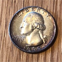 1964 Silver Washington Quarter Coin Rainbow Toning