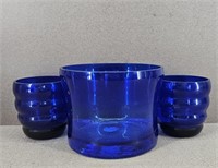 Cobalt 2pc Beehive Juice Glasses & Ice Bucket