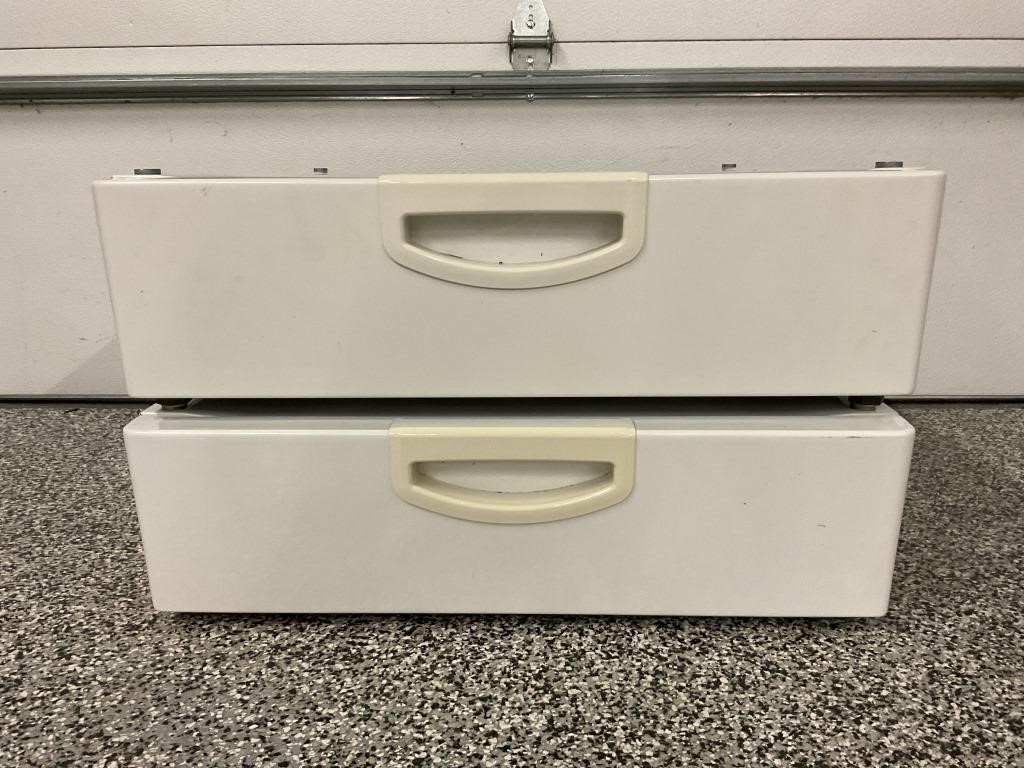 SET OF WASHER & DRYER RISERS WITH DRAWER