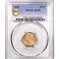 1852 $2.50 Gold Quarter Eagle PCGS AU50