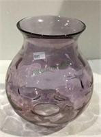 Vintage purple thumbprint vase measuring 8
