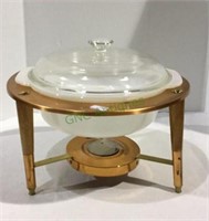 Vintage mid-century MCM copper chafing stand with