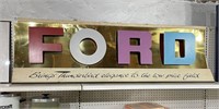 Wooden & Metal Ford Thunderbird Display Sign