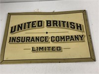 VINTAGE METAL UNITED BRITISH INSURANCE AD SIGN