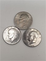 Three 1776-1976 Eisenhower Liberty Moon Dollars