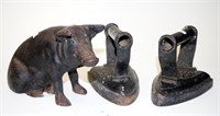Three vintage cast iron pieces