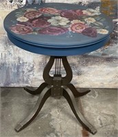 11 - PEDESTAL TABLE W/ HAND PAINTED TOP 26"DIA