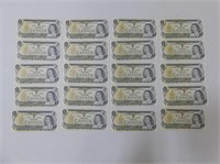 20 - 1973 BANK OF CANADA SEQUENTIAL $1 BANK NOTES