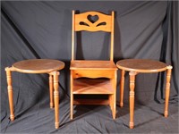Side Tables and  Chair Step Stool Combo