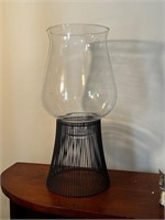 Lenox large glass hurricane with metal stand 16 in