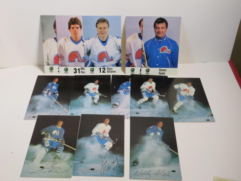 1976-77 NORDIQUE PICTURES SOME SIGNED + POST CARDS