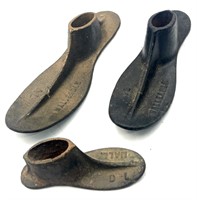 (3) Antique Cast Iron Cobbler's Shoe Form