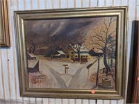Winter at the Farm Framed Oil Painting