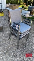 4 Upholstered & Chrome Stacking Chairs