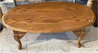 Queen Anne style oval solid wood coffee table