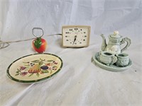 Vintage Alarm Clock, Mini Tea Set, Collectibles
