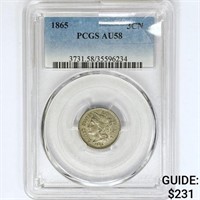 1865 Nickel Three Cent PCGS AU58