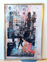 ORIGINAL PAINTING OVER NYC MAP - SIGNED