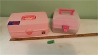 Pink plastic jewelry boxes