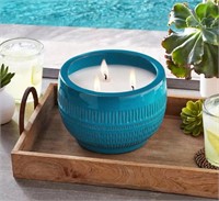 7.25" Kelsi Ceramic Citronella Candle in blue