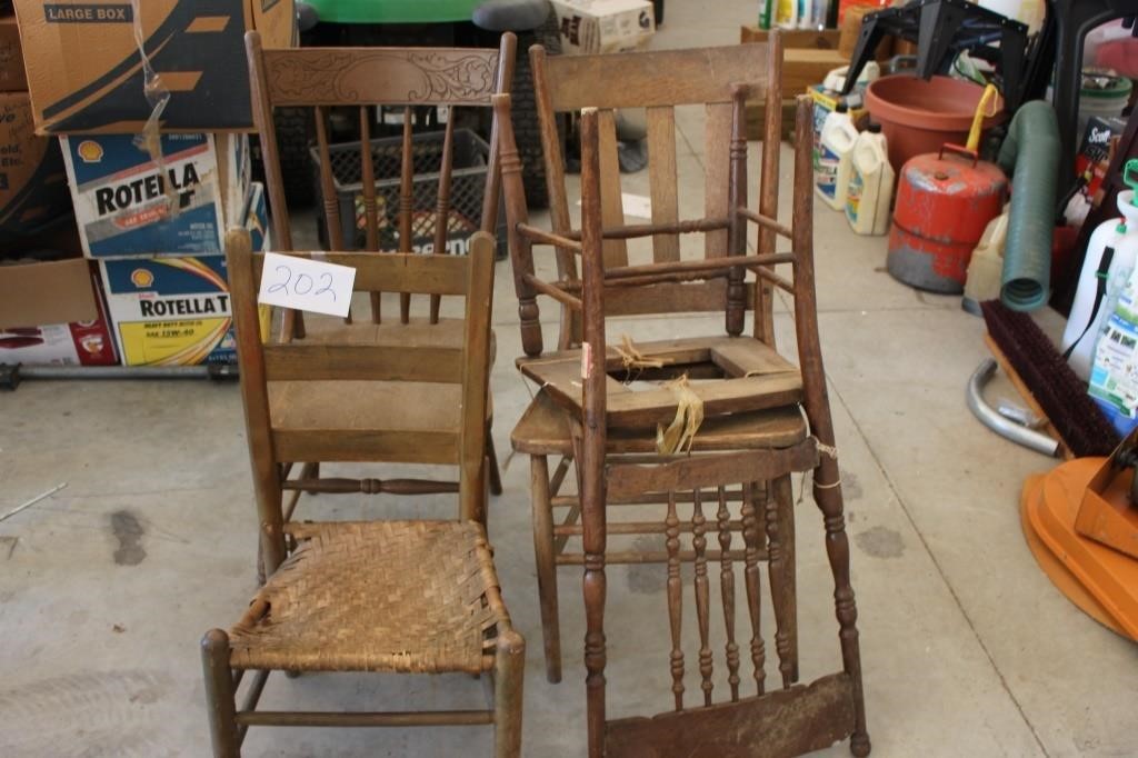 OLD WOODEN CHAIRS LOT