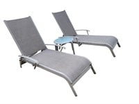 Pair of Reclining Patio Lounge Chairs w/ Table