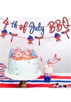 4th of July BBQ Banner Glitter