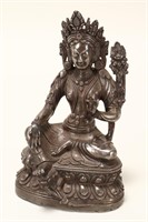 Tibetan Silvered Figure of Green Tara,