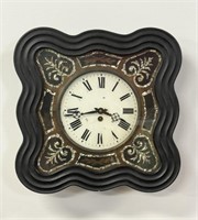 Antique Ebonized Mother Of Pear Inlay Wall Clock
