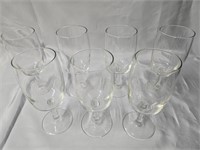 SEVEN FEDERAL GLASS WATER GOBLETS 7" WITH SHEER