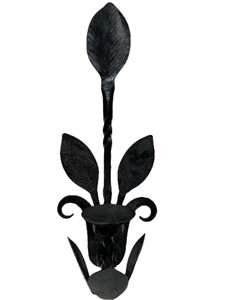 VINTAGE WROUGHT IRON LEAF WALL SCONCE 25"