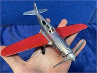 Vintage Hubley USA metal airplane #1 (red-silver)