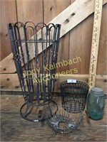 3 assorted sized wire planter baskets