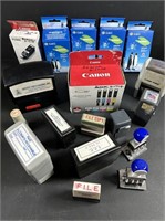 Canon ink and file stamps.
