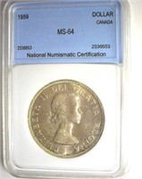 1959 Dollar NNC MS64 Canada