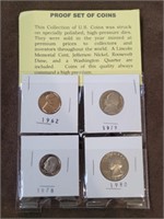 Proof set of  coins - Penny dime nickel quarter