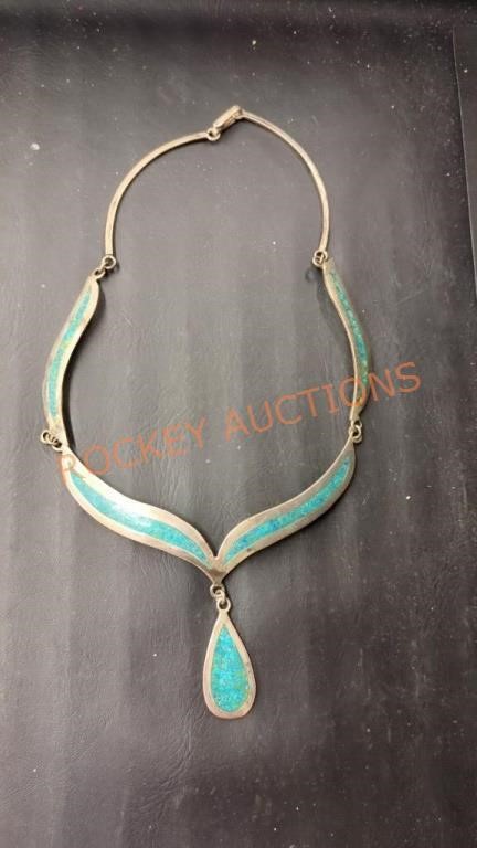 Mexican silver and turquoise necklace