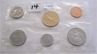 Uncirculated 1991 Canadian Six Coin Set