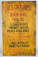 O'Rourke Rooming House Wood Advertising Sign