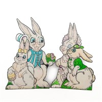 4 Piece Large Easter Bunny Family Wood Cutouts