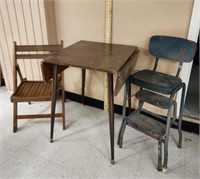 Dual Drop Leaf Table, Costco Chair, Wood Folding