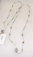 Ann Taylor Loft 38" Blue Glass Rhinestone Necklace
