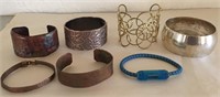 Various Pierced & Hammered Metal & Watch Bracelets