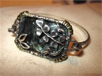 Foliated Metal & Art Glass Bracelet