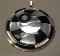 Sterling Silver Mother of Pearl & Onyx Pendant
